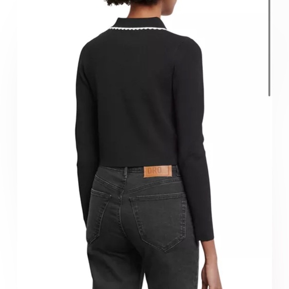 Sandro Leanna Cropped Scalloped-Trim Cardigan size 2 - Picture 2 of 14